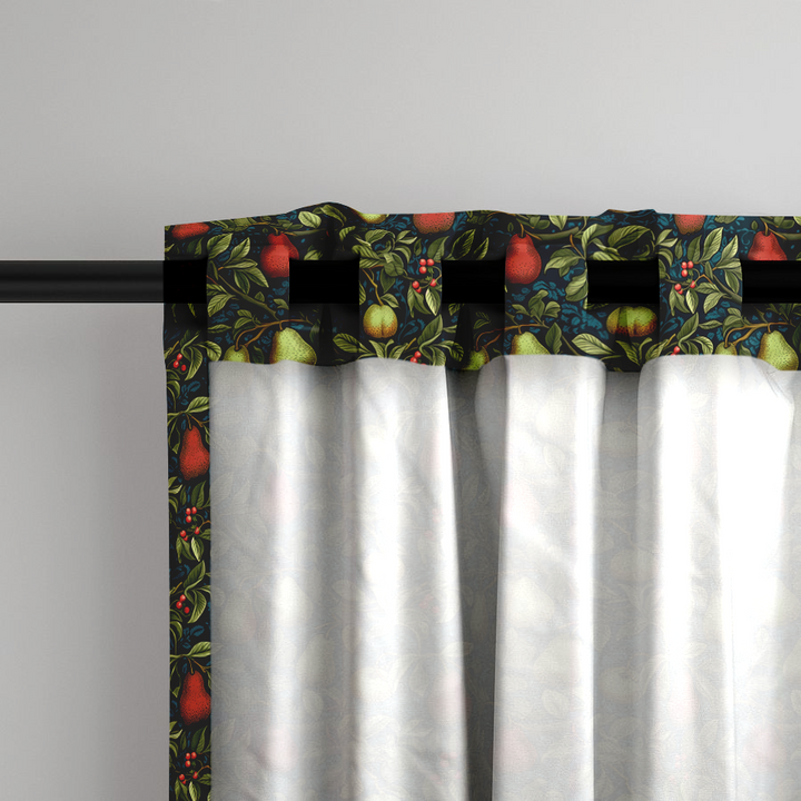 Window Curtain Set - Cotton Blend (2 Panels) | Pears | William Morris Inspired Collection