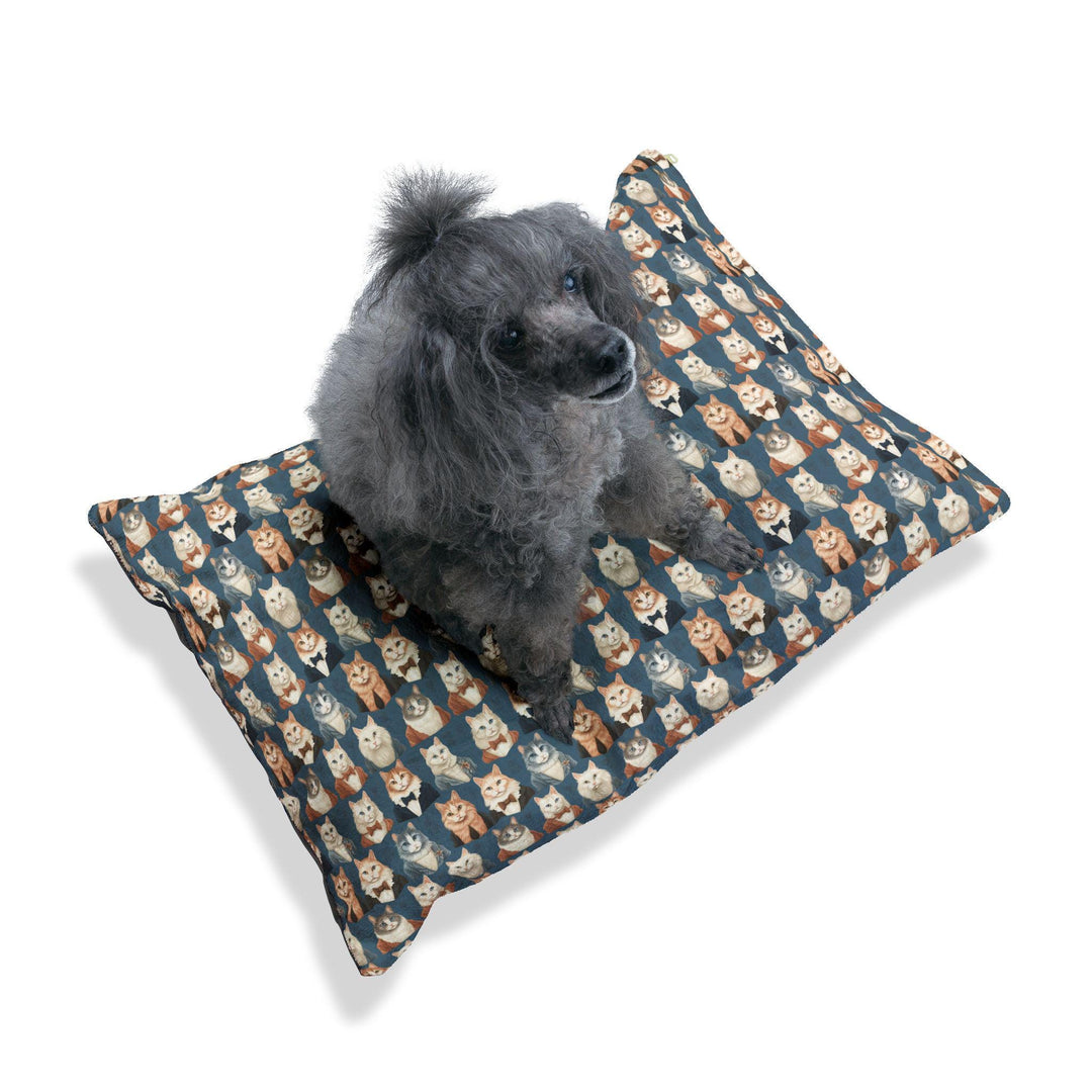 Designer Pet Bed - Dapper Cats | Blue