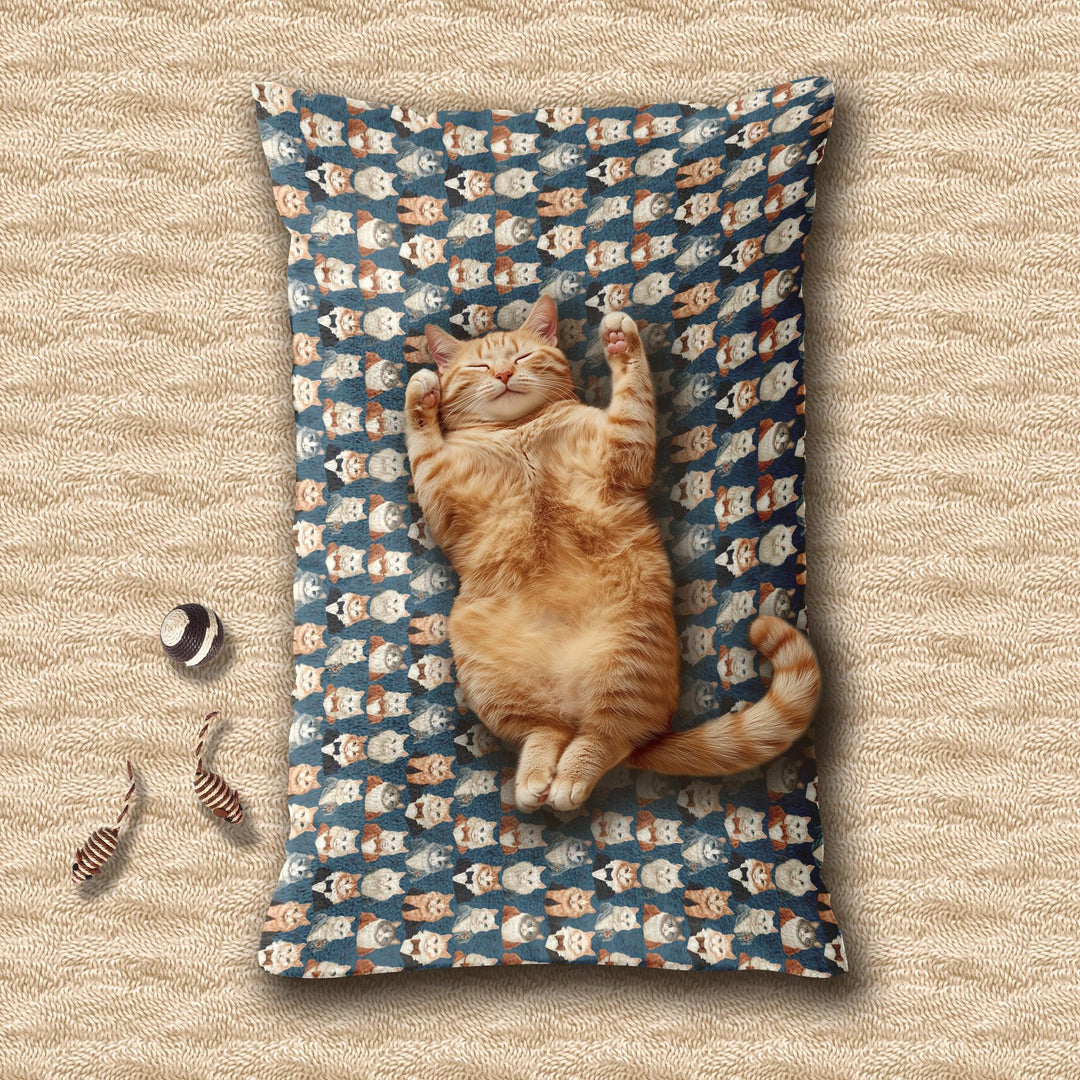 Designer Pet Bed - Dapper Cats | Blue