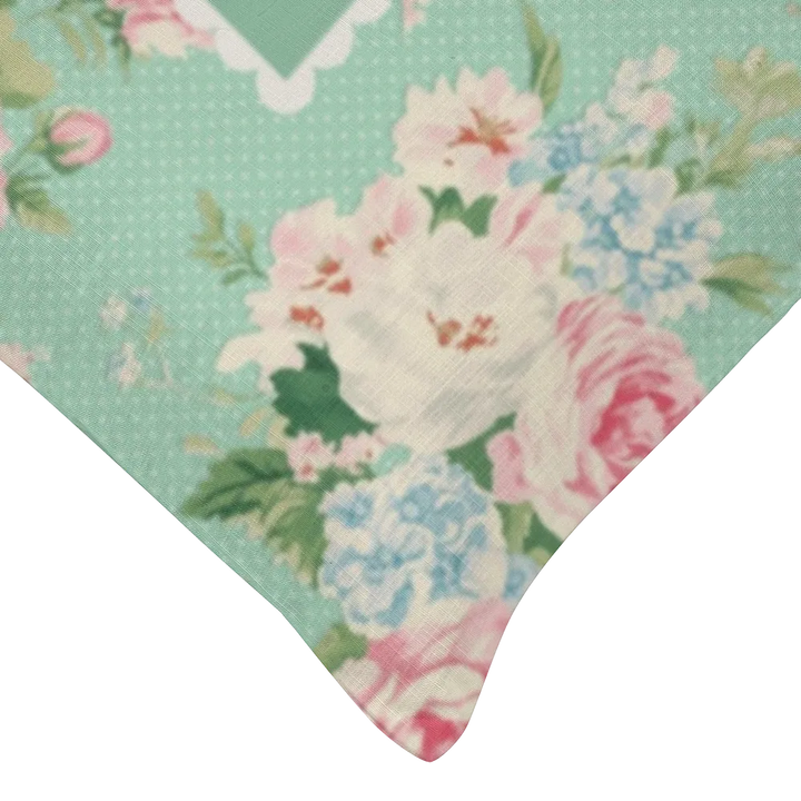Emma - Seafoam Floral Lumbar Pillow – Personalized Panel | Vintage Cottage Collection