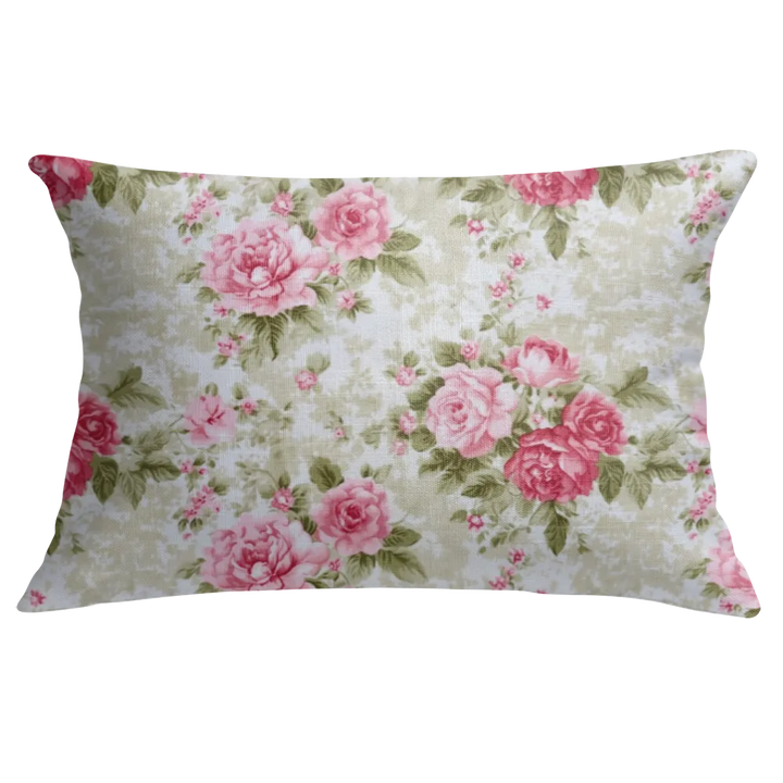 Shelaugeh Floral Lumbar Pillow – Personalized Panel | Vintage Cottage Collection