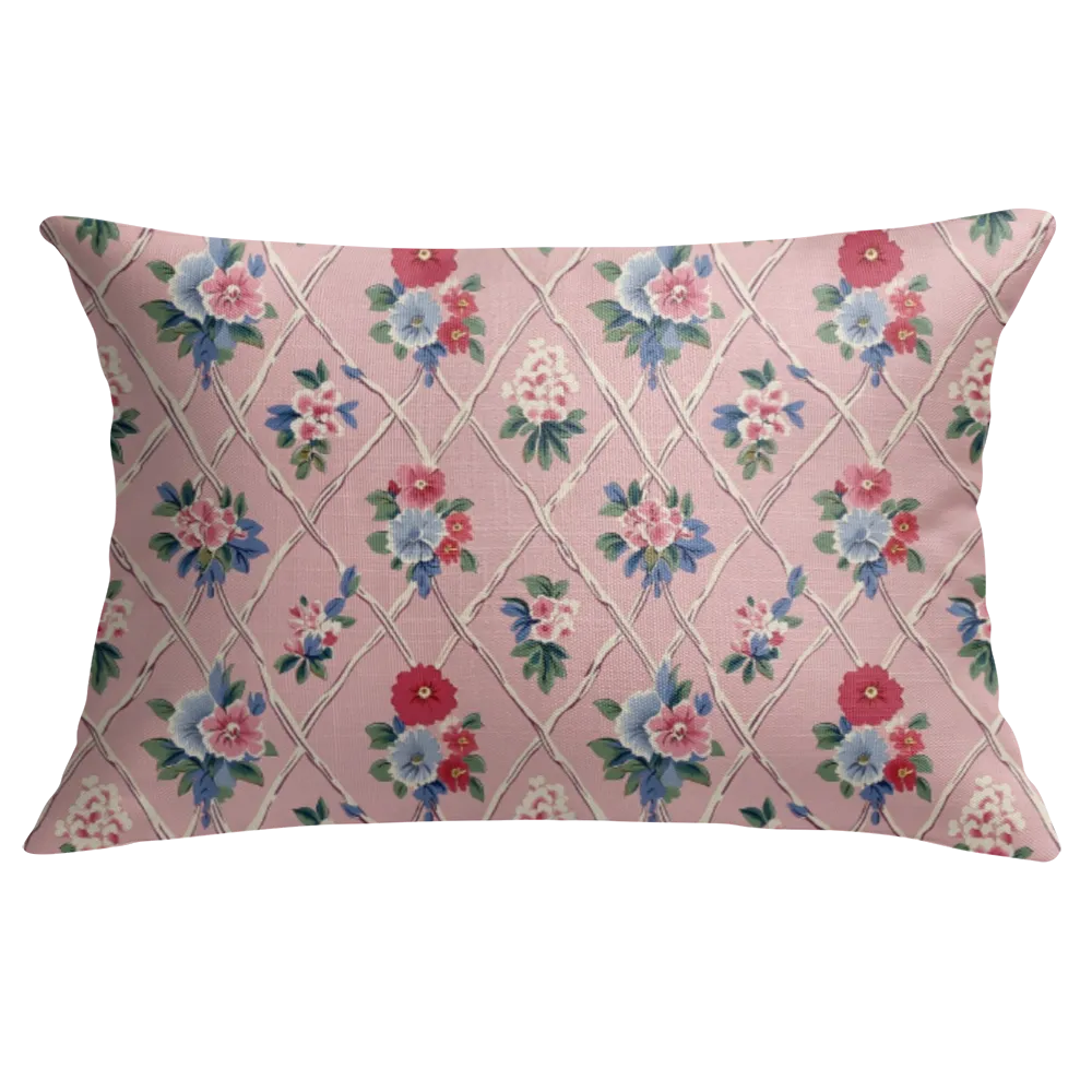 Mildred Floral Lumbar Pillow – Personalized Panel | Vintage Cottage Collection