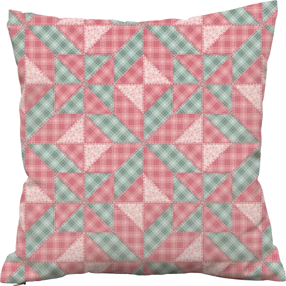 Luxury Flannel & Sherpa Comforter Set | Patchwork Star - Pink Plaid