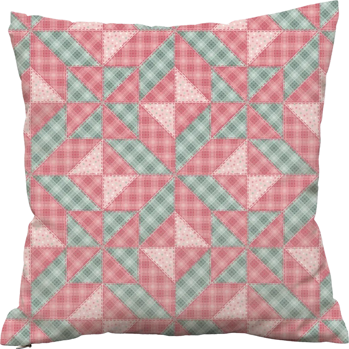 Luxury Flannel & Sherpa Comforter Set | Patchwork Star - Pink Plaid