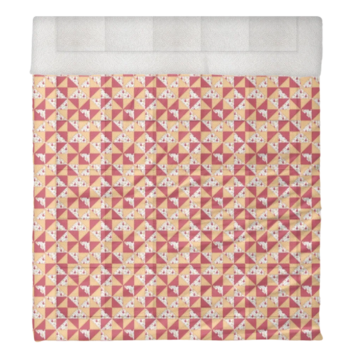 Luxury Flannel & Sherpa Comforter Set | Patchwork Pinwheel - Woodland Fox