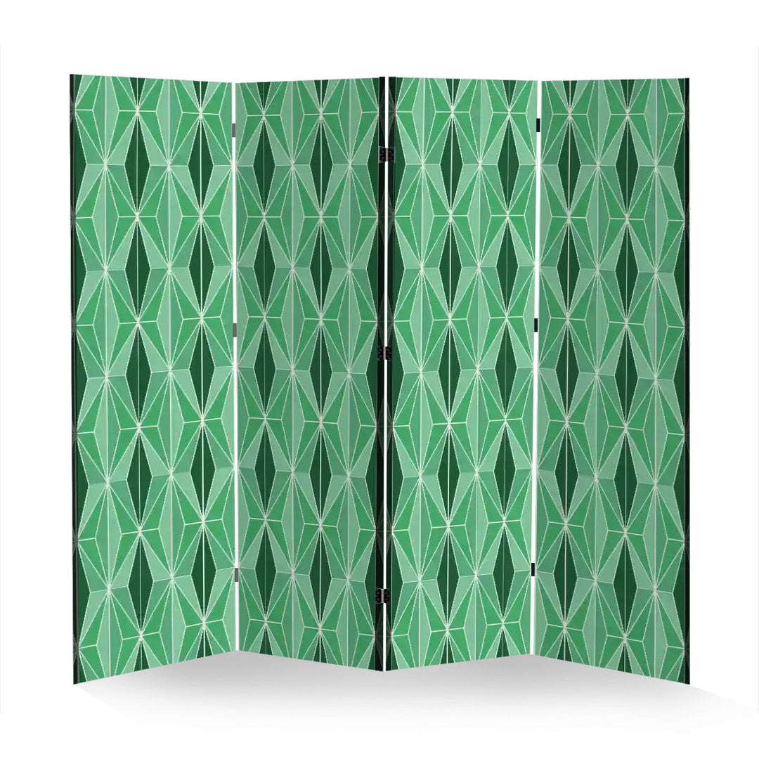 4 Panel Room Divider Folding Screen / Retro Diamonds