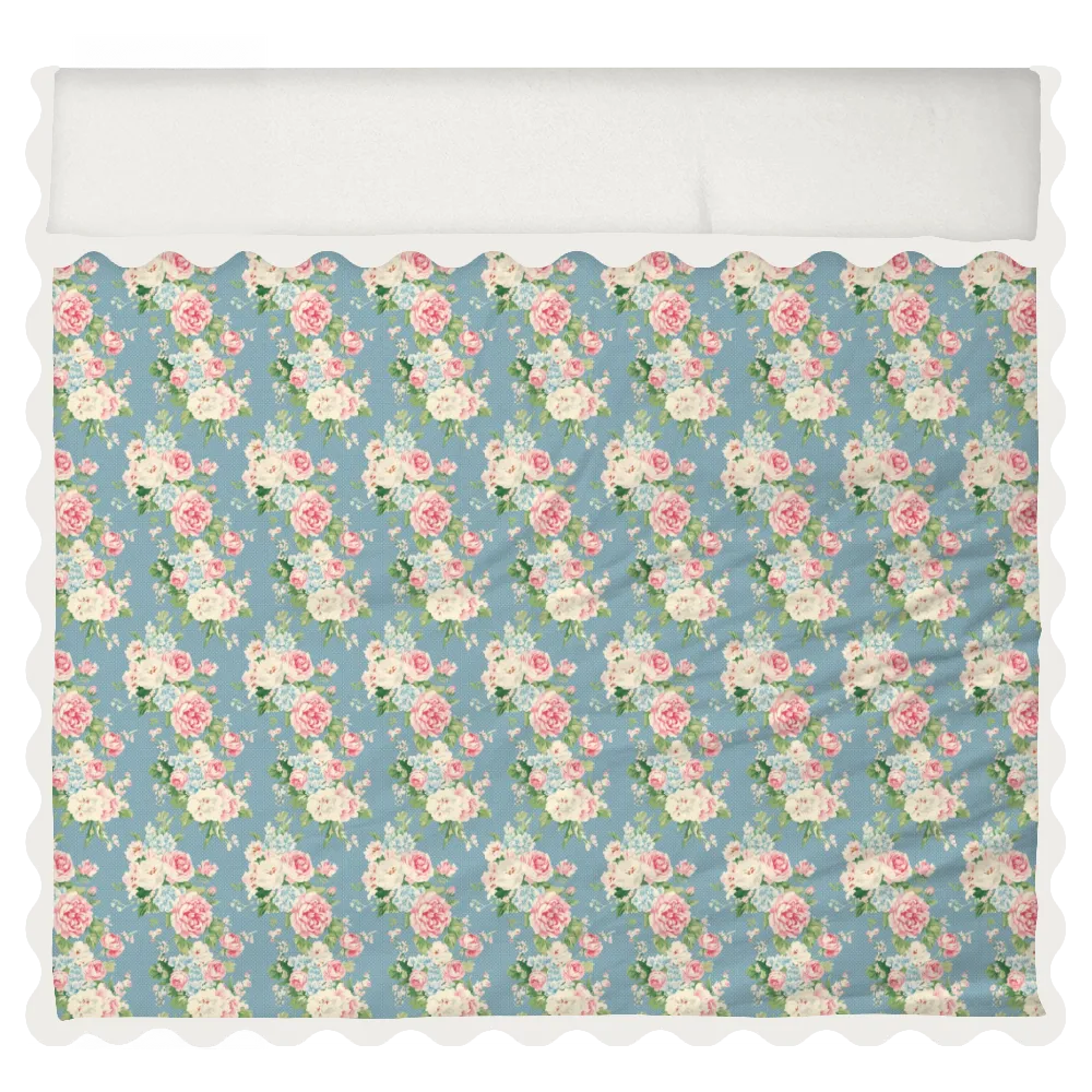 Vintage Cottage Collection Scalloped Duvet Cover Set - Emma (Bluejay)