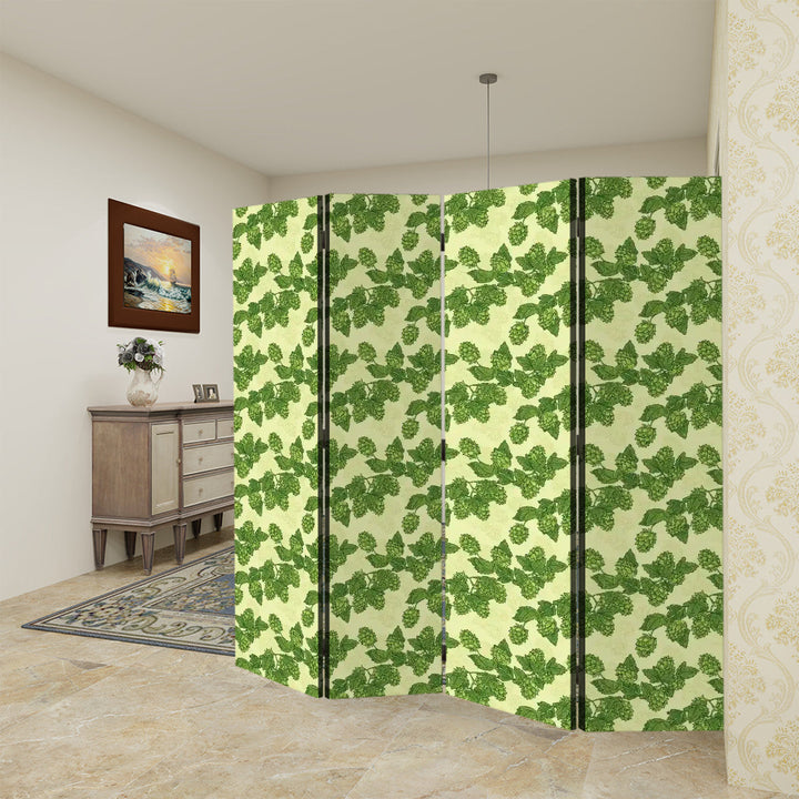 4 Panel Room Divider Folding Screen / Hops