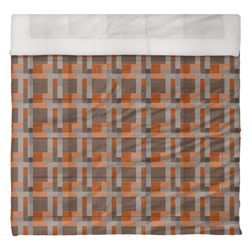 Luxury Flannel & Sherpa Comforter Set | Patchwork Squardular - Woodland