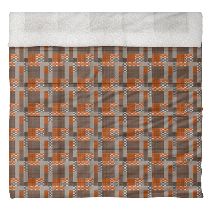 Luxury Flannel & Sherpa Comforter Set | Patchwork Squardular - Woodland