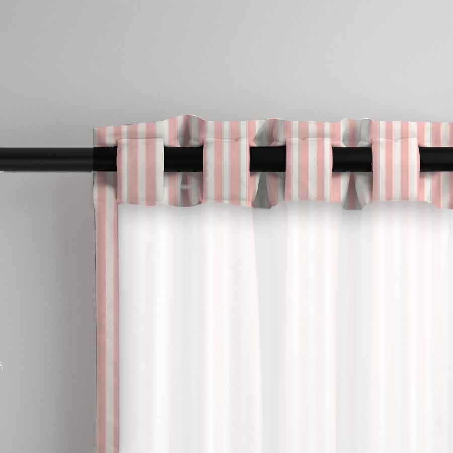 Window Curtain Set - Cotton Blend (2 Panels) | French Stripe - Bubblegum  (Vintage Cottage Collection)