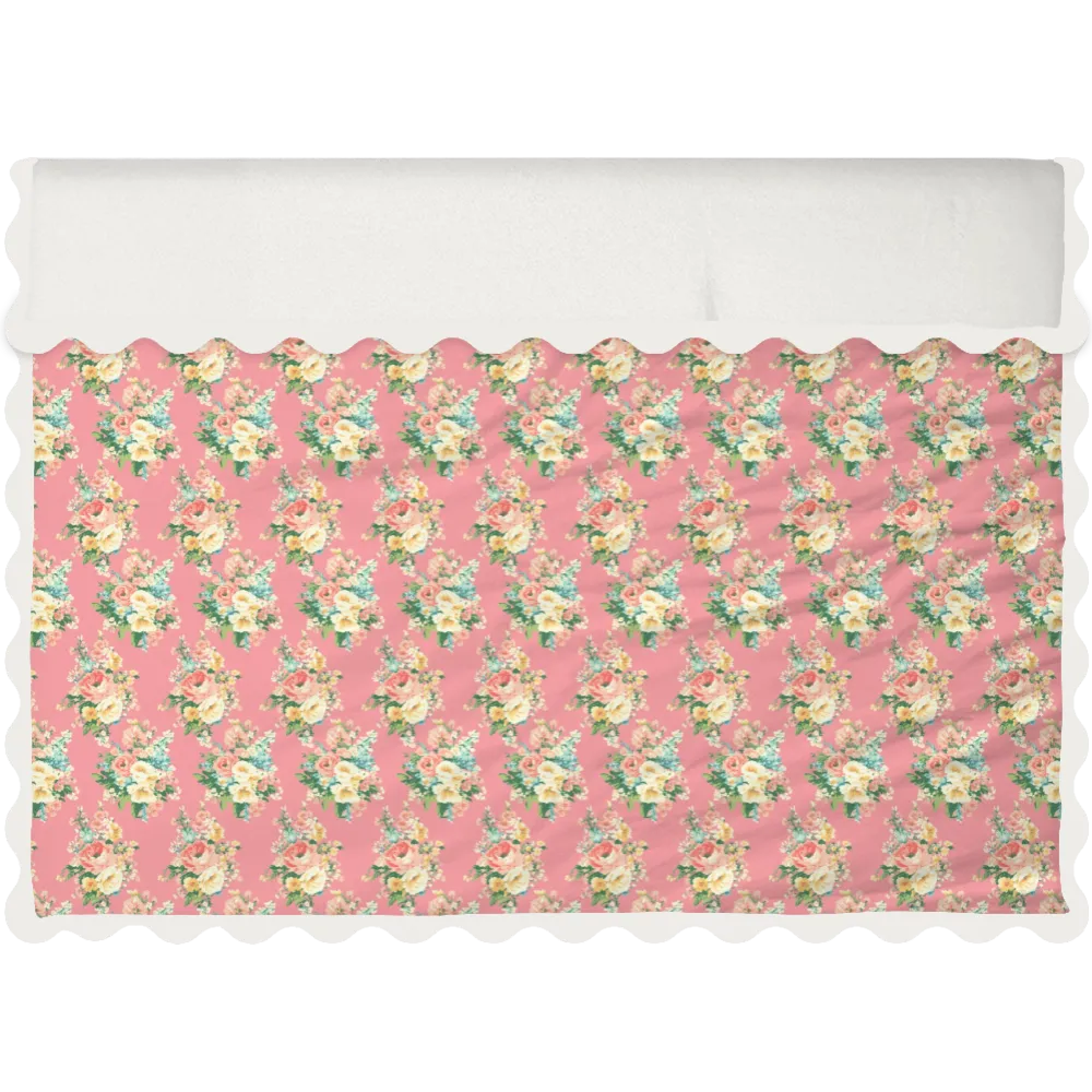 Vintage Cottage Collection Scalloped Duvet Cover Set - Florence (Peony)