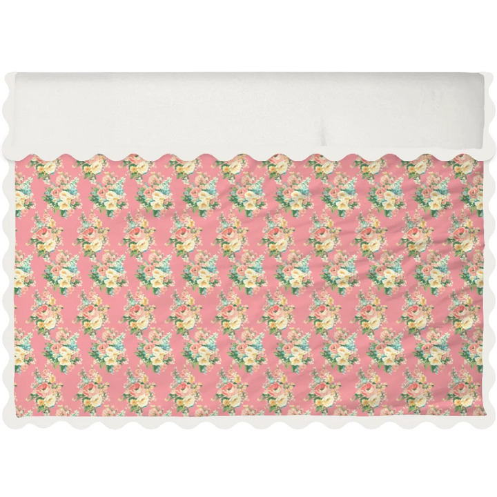 Vintage Cottage Collection Scalloped Duvet Cover Set - Florence (Peony)