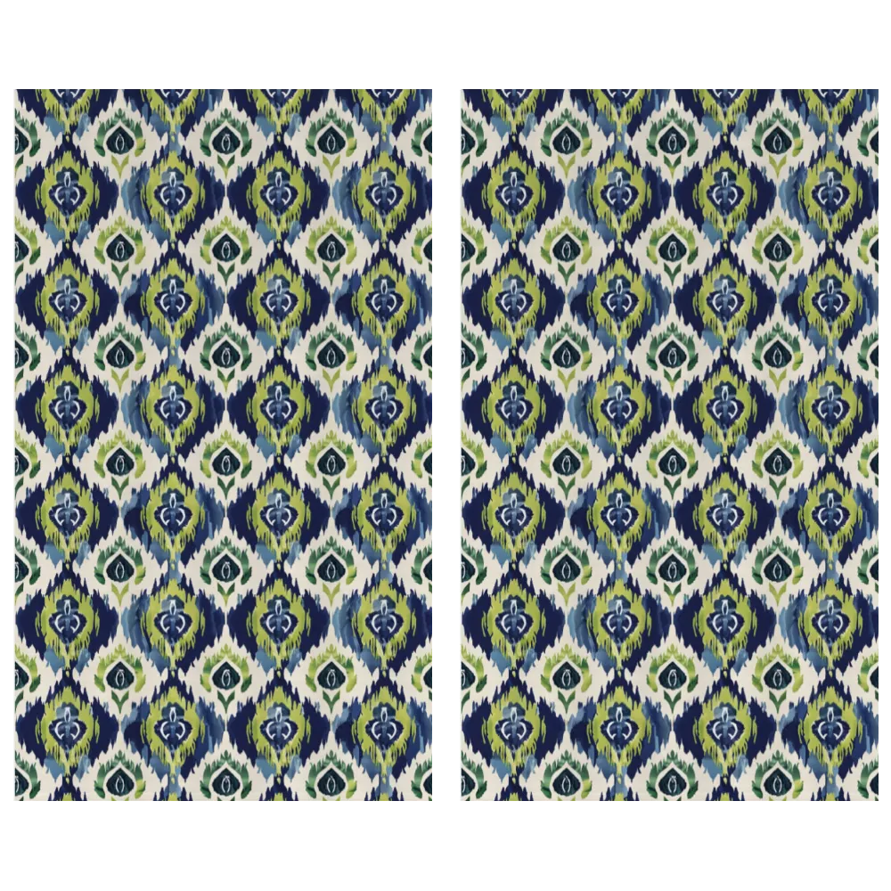 Ikat Fusion Curtain Panel Set – Peridot Blues