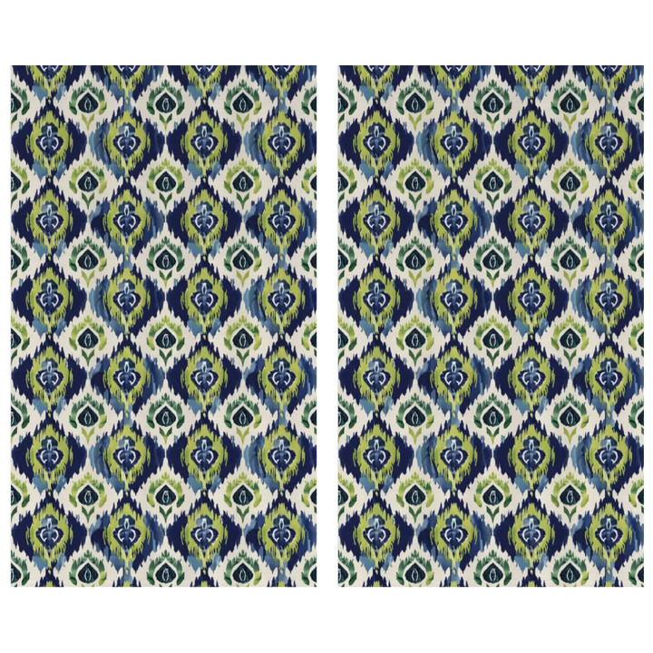 Ikat Fusion Curtain Panel Set – Peridot Blues
