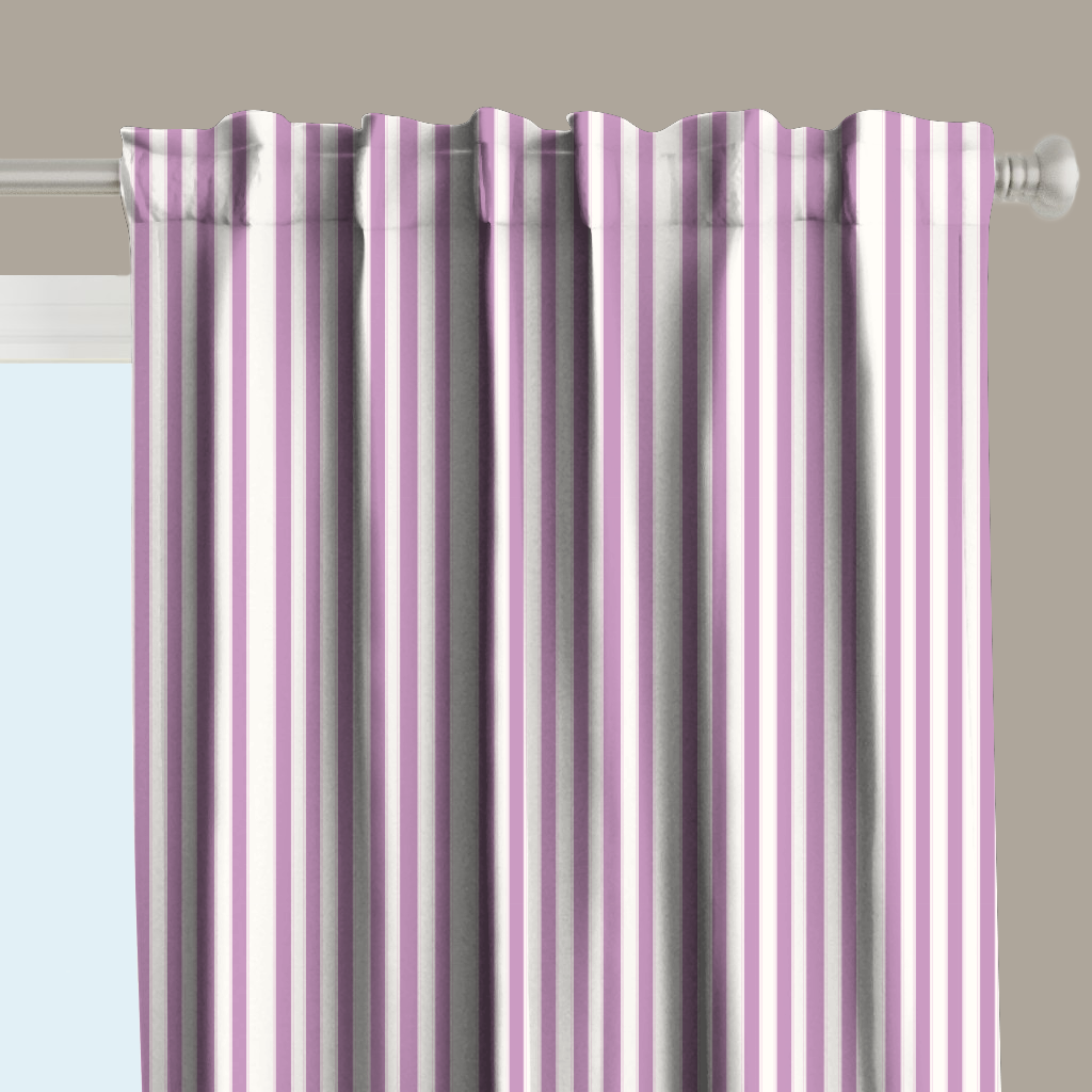 Window Curtain Set - Cotton Blend (2 Panels) | French Stripe - Vintage Lilac  (Vintage Cottage Collection)