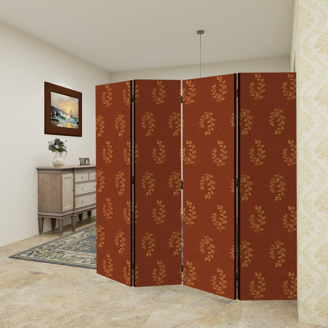 4 Panel Room Divider Folding Screen / Russet Summer