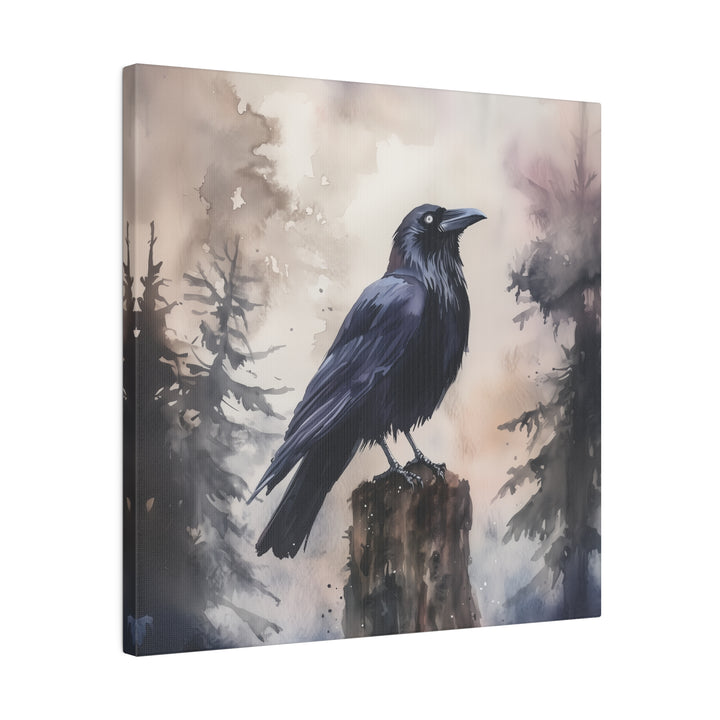 Square Matte Canvas / Halloween Art - Raven in the Forest