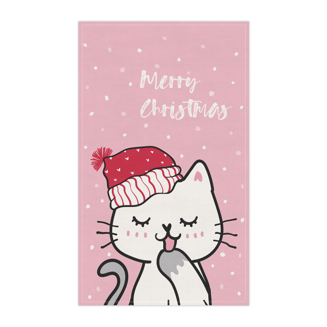 Cotton Twill Tea Towel / Merry Catmus Collection / Pink - 5 Design Choices