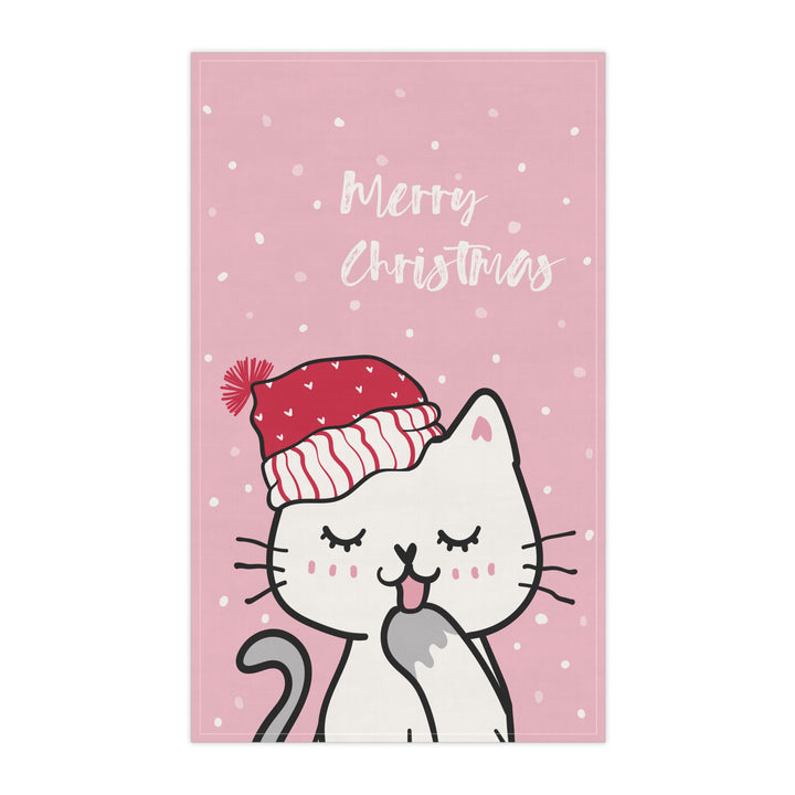 Cotton Twill Tea Towel / Merry Catmus Collection / Pink - 5 Design Choices