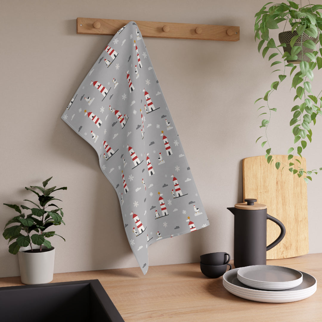 Cotton Twill Tea Towel / Christmas on the Coast / Santa Seagulls