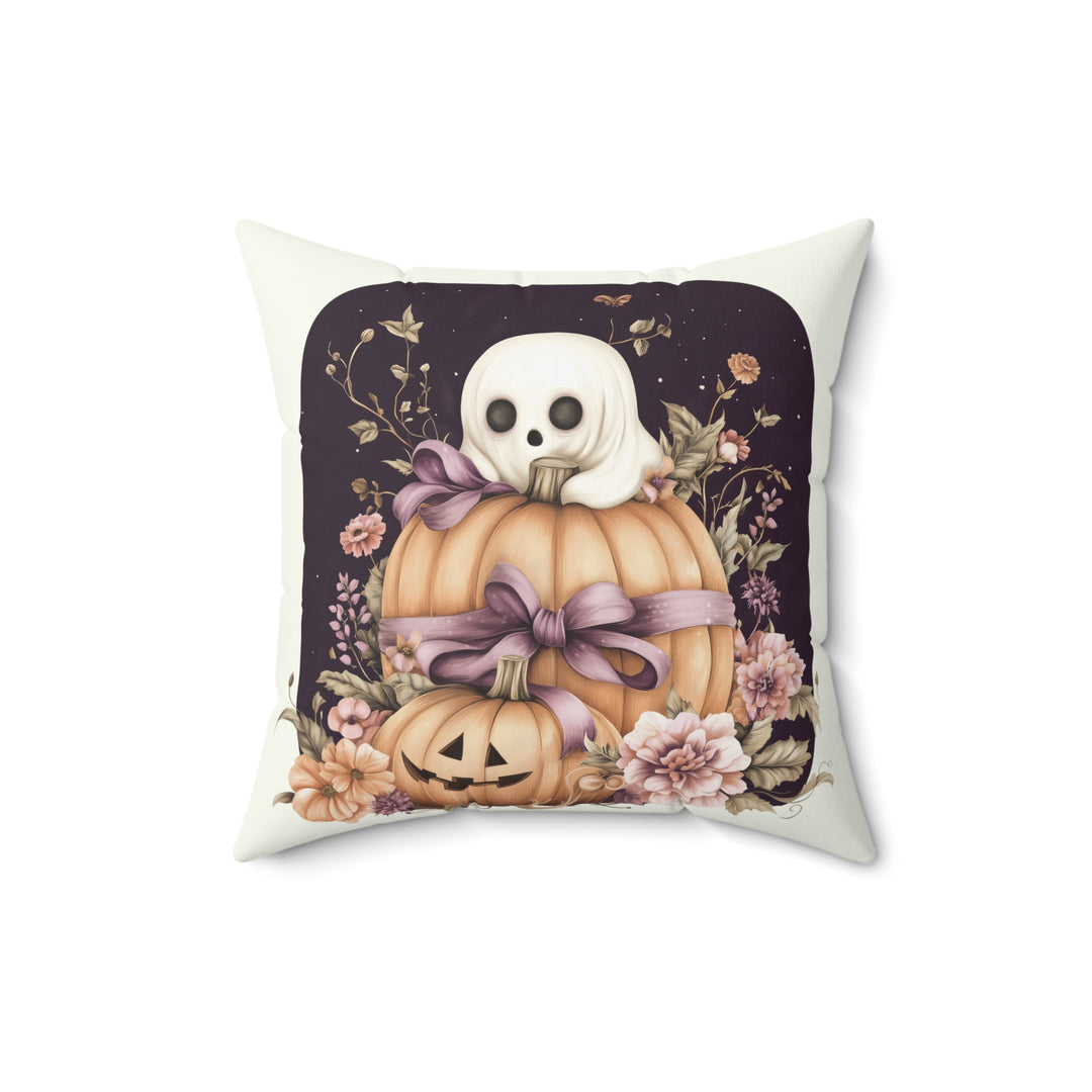 Microsuede Cushion / Halloween Art / Cottage Style Ghosts /