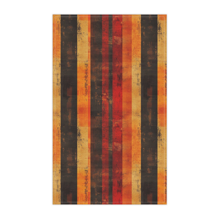 Cotton Twill Tea Towel / Grunge Stripes in Fall Colors