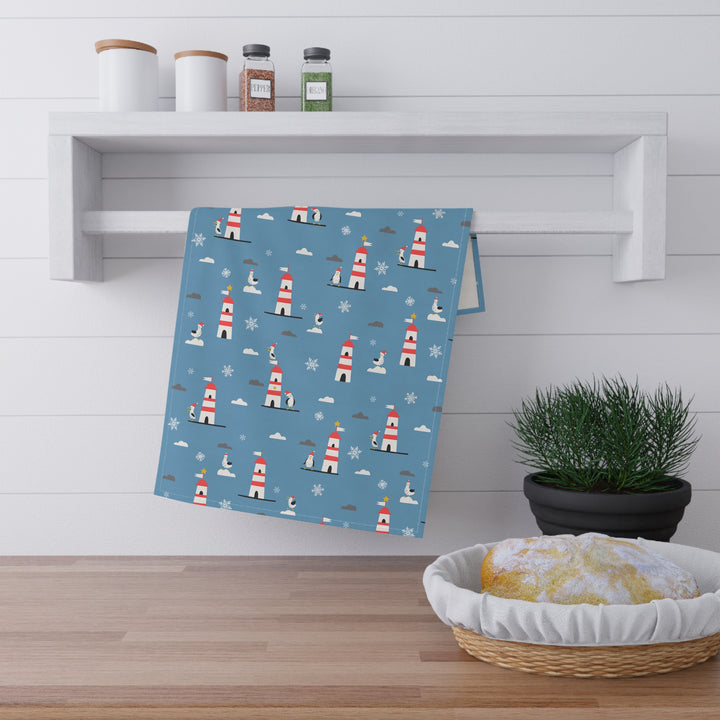 Cotton Twill Tea Towel / Christmas on the Coast / Santa Seagulls