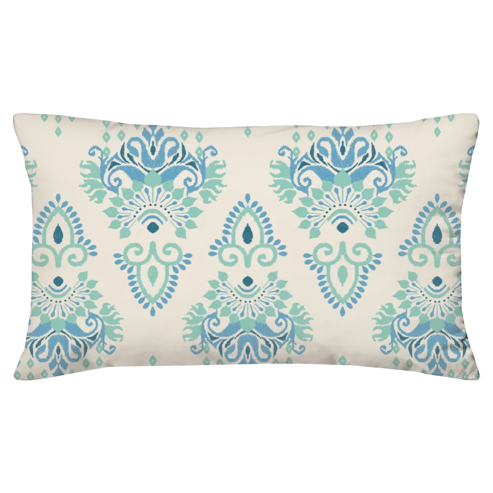 Blues &amp; Greens Anthology Duvet Cover Set – Ikat Damask (Aquastone)