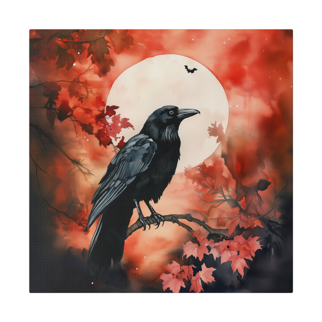 Square Matte Canvas / Halloween Art - Autumn Moon Raven