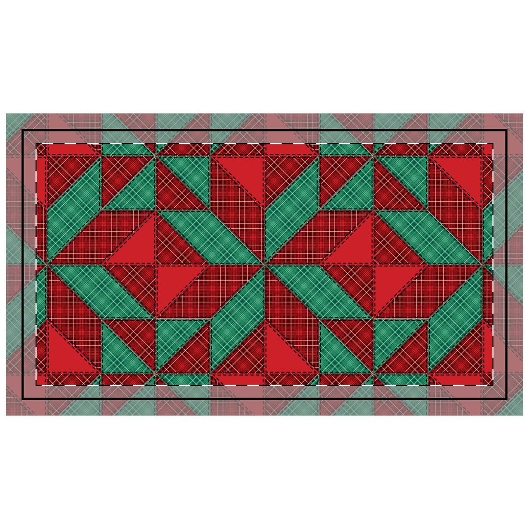 Quilted Sham / 3 sizes / Patchwork / Star / Plaid - Christmas