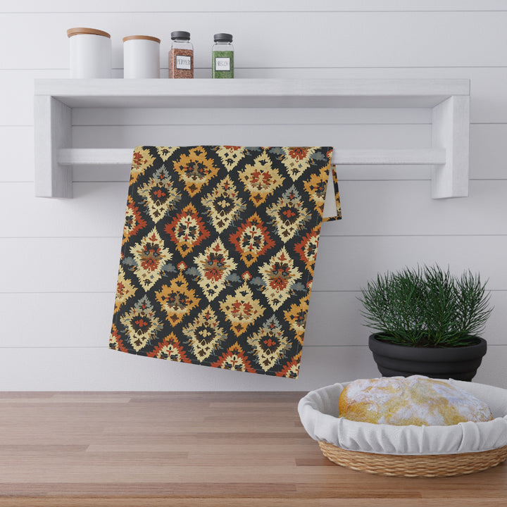 Cotton Twill Tea Towel / Fall Ikat - Campfire