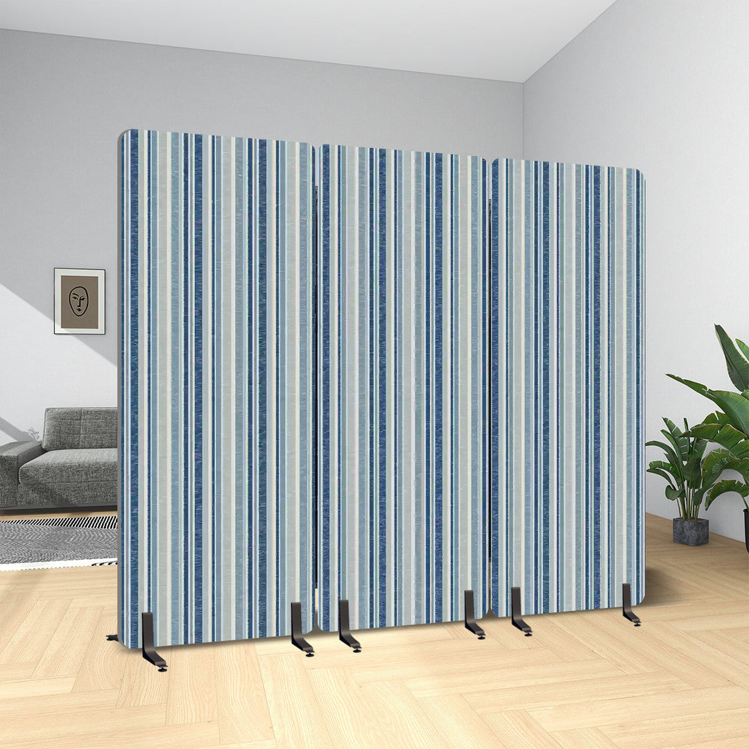 3 Panel Sound-Absorbing Room Divider / Sketchy Stripes