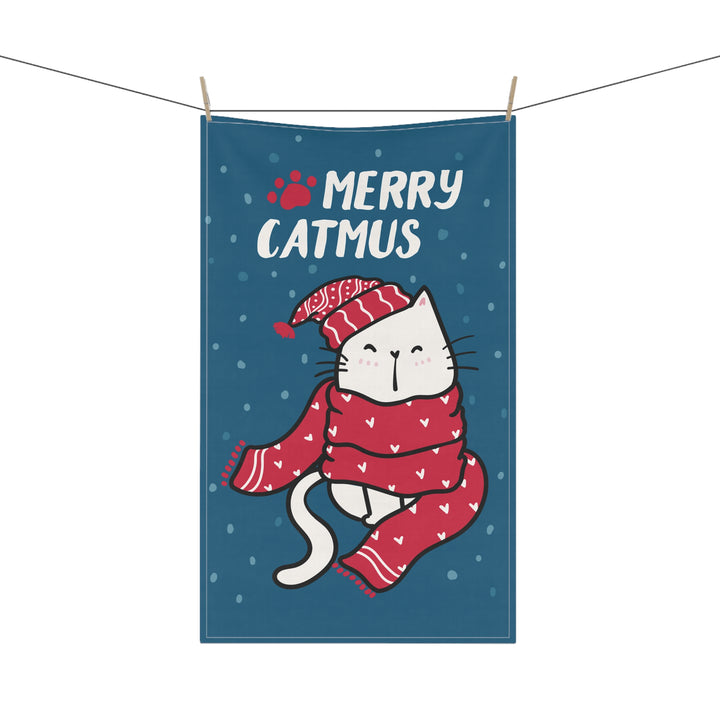 Cotton Twill Tea Towel / Merry Catmus Collection / Blue - 4 Design Choices