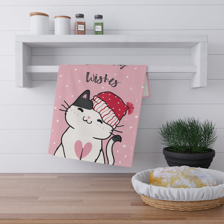 Cotton Twill Tea Towel / Merry Catmus Collection / Pink - 5 Design Choices