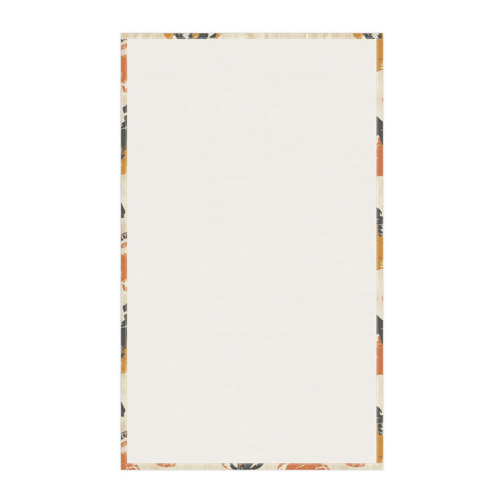 Cotton Twill Tea Towel / Fall Ikat - Pumpkins on Linen