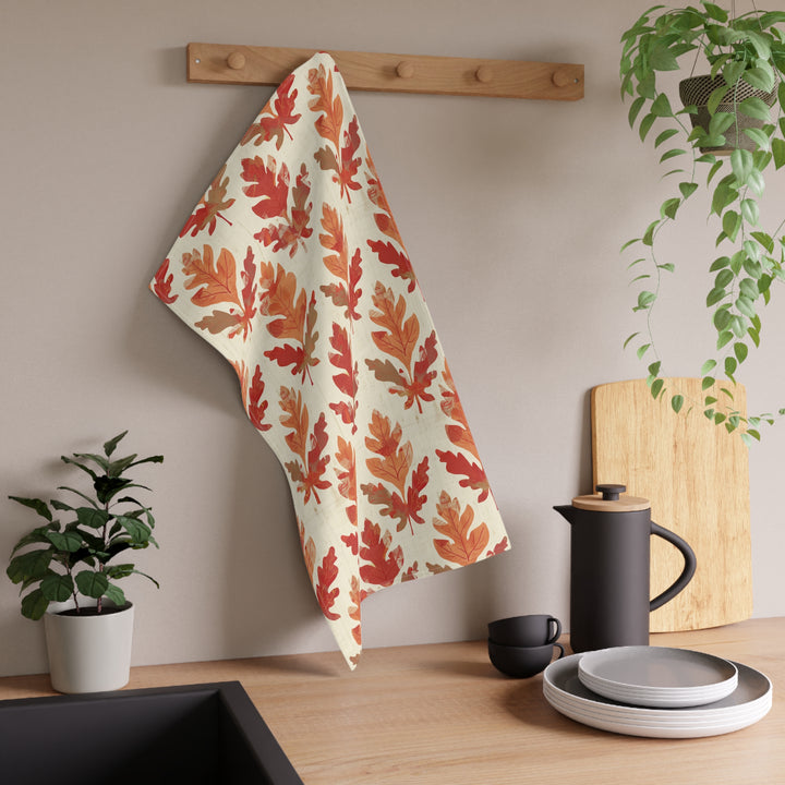 Cotton Twill Tea Towel / Textured Fall Leaves