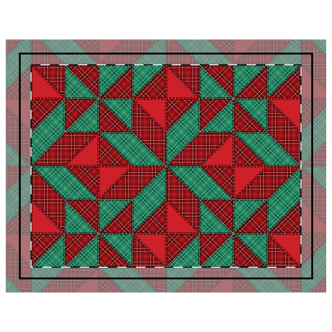 Quilted Sham / 3 sizes / Patchwork / Star / Plaid - Christmas