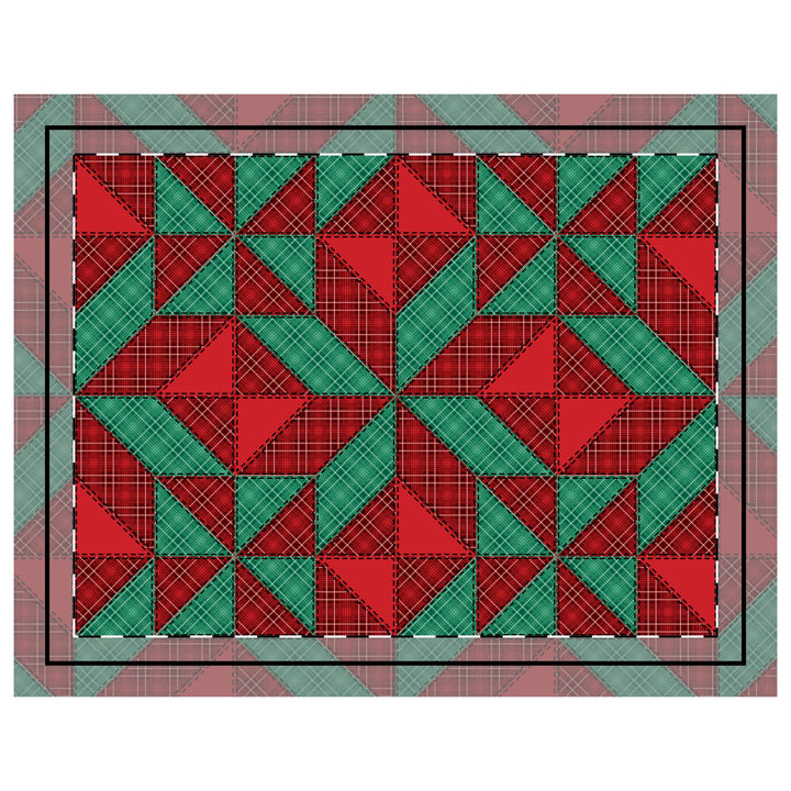 Quilted Sham / 3 sizes / Patchwork / Star / Plaid - Christmas