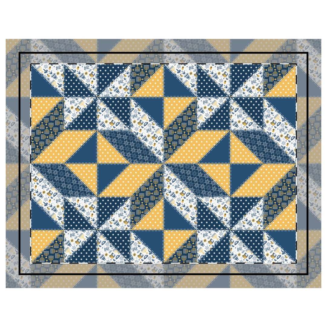 Quilted Sham / 3 sizes / Patchwork / Star / Hanukkah