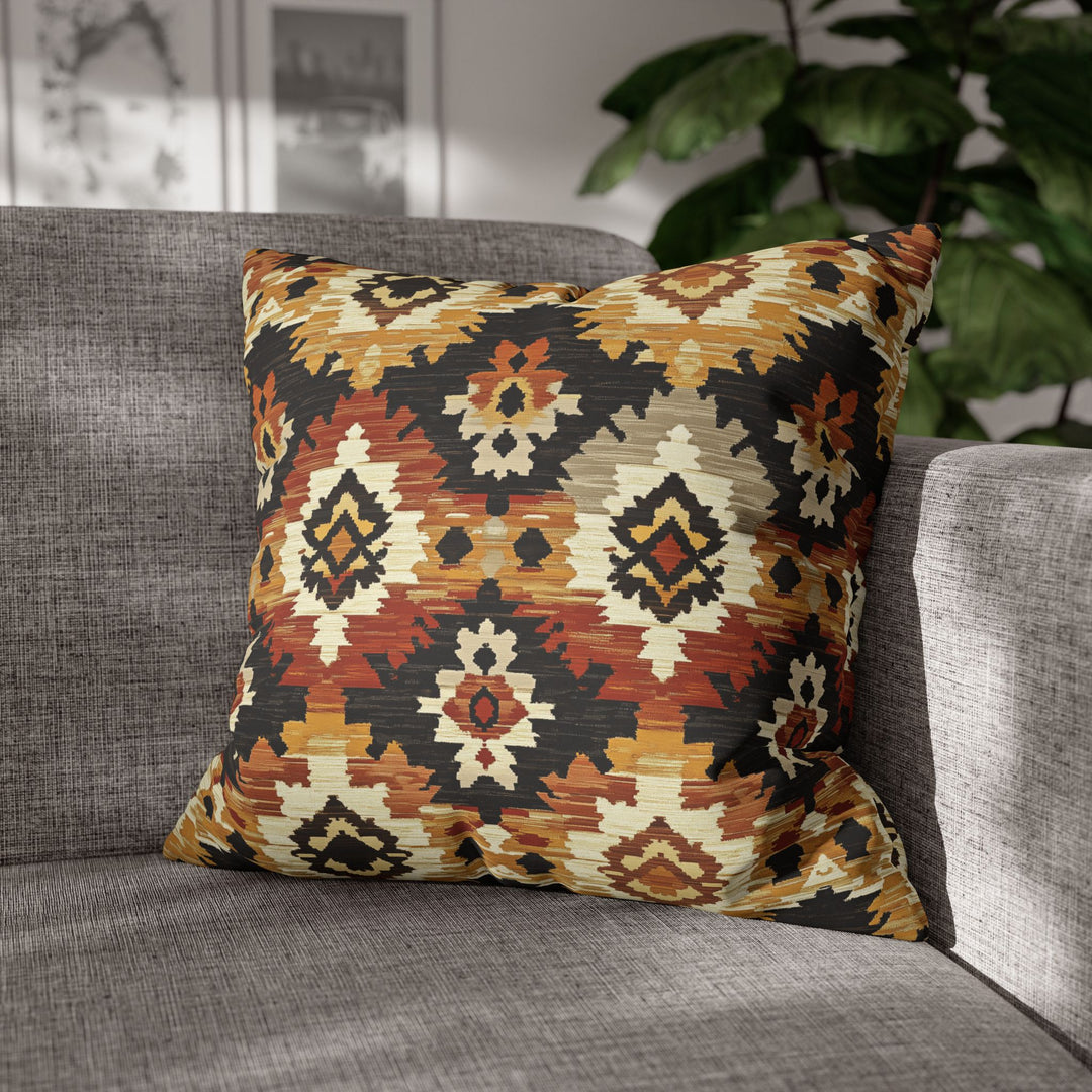 Microsuede Square Pillow Cover / Fall Ikat - Maple