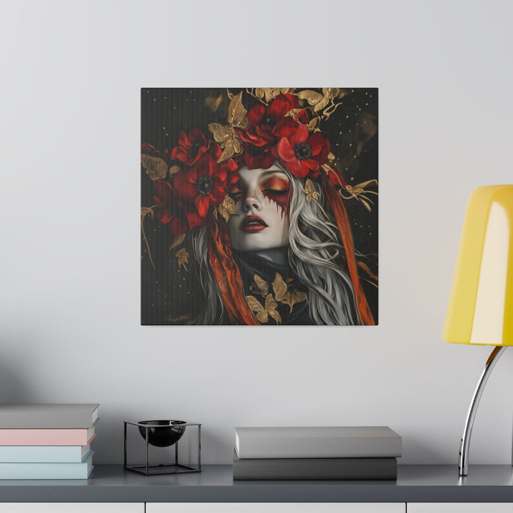 Square Matte Canvas / Autumn Fall Art / Woman - Anemone