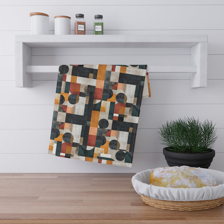 Cotton Twill Tea Towel / Diego (Abstract Geometric in Fall Colors)