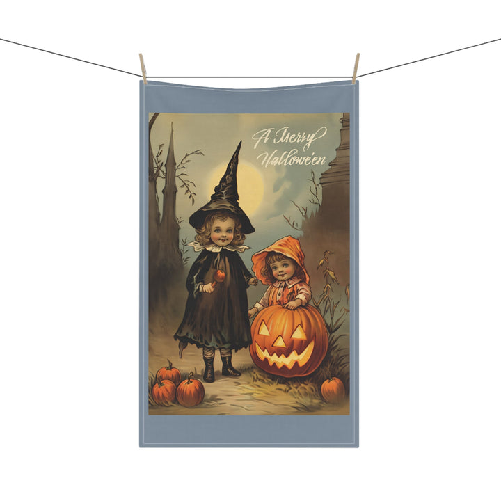 Cotton Twill Tea Towel / Vintage Halloween Art - Kids in Costume