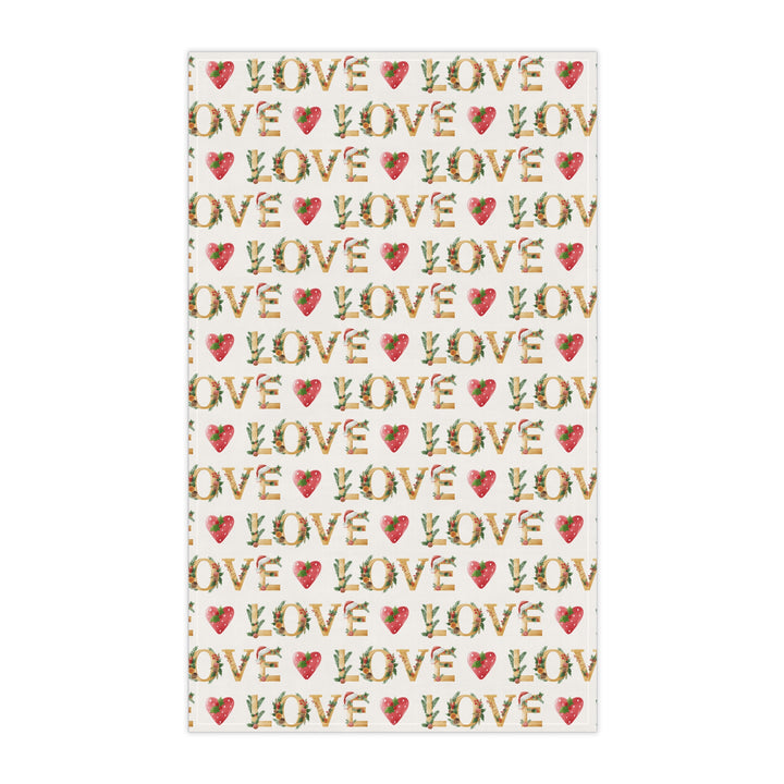 Cotton Twill Tea Towel / Festive Text Collection / Merry Christmas, Peace, Love, Joy