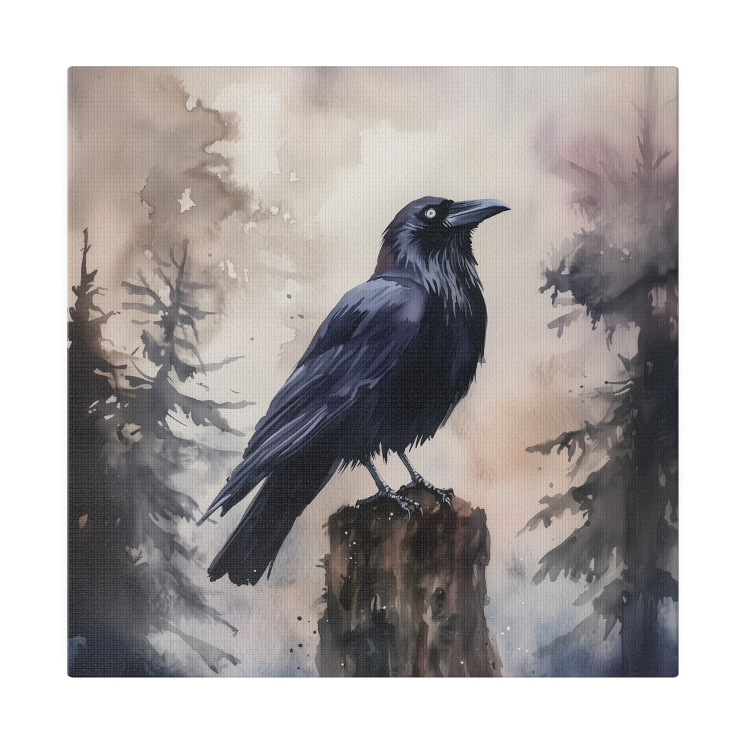 Square Matte Canvas / Halloween Art - Raven in the Forest