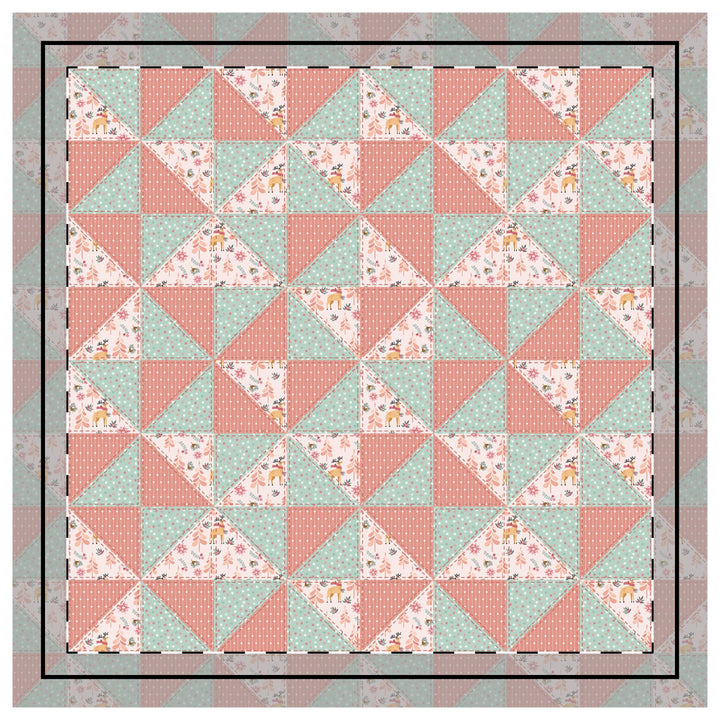 Quilted Sham / 3 sizes / Patchwork / Pinwheel / Woodland - Deer