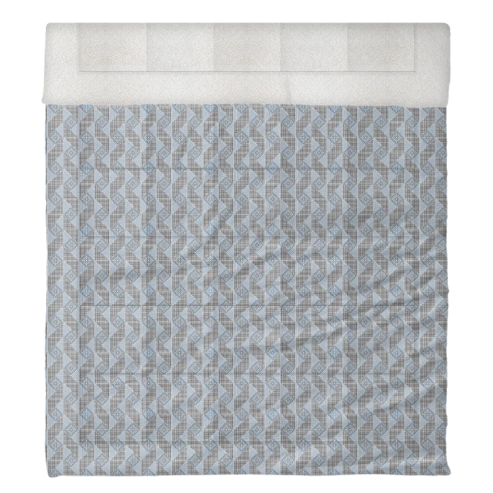 Luxury Flannel & Sherpa Comforter Set | Patchwork Snowflake - Silver Star