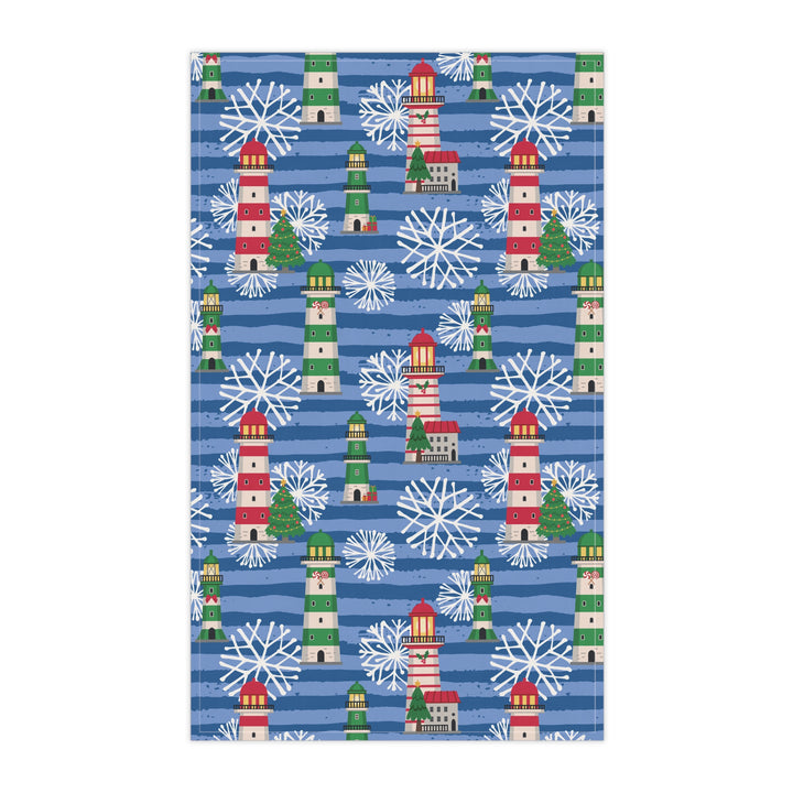 Cotton Twill Tea Towel / Winter Lighthouse