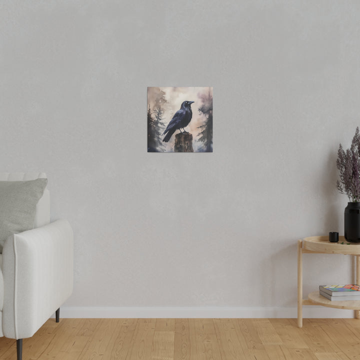 Square Matte Canvas / Halloween Art - Raven in the Forest